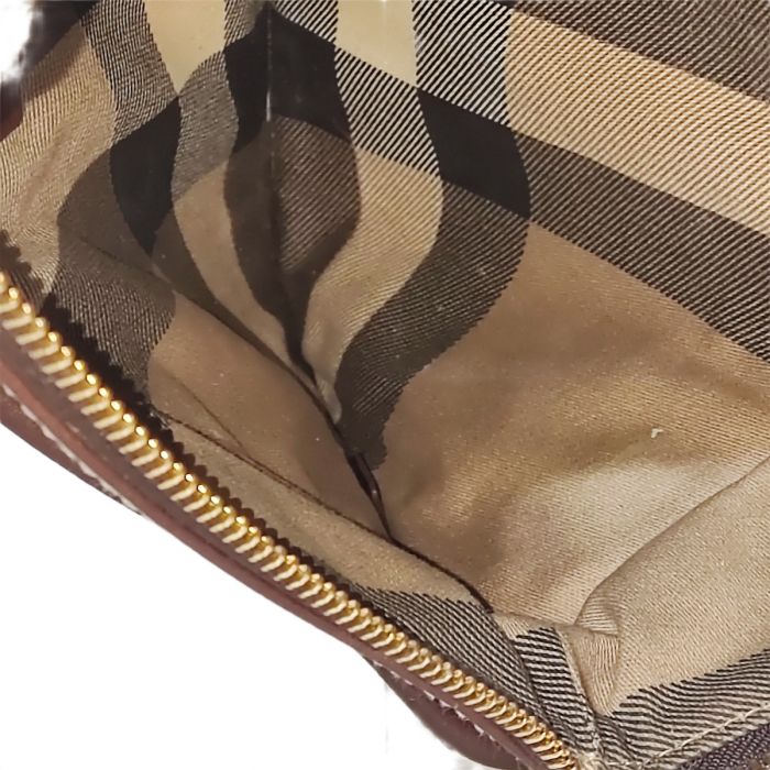 Burberry Zip Canvas & Leather Pouch
