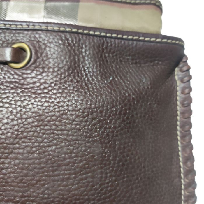 Burberry Zip Canvas & Leather Pouch
