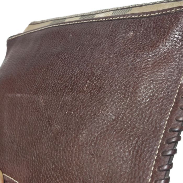 Burberry Zip Canvas & Leather Pouch
