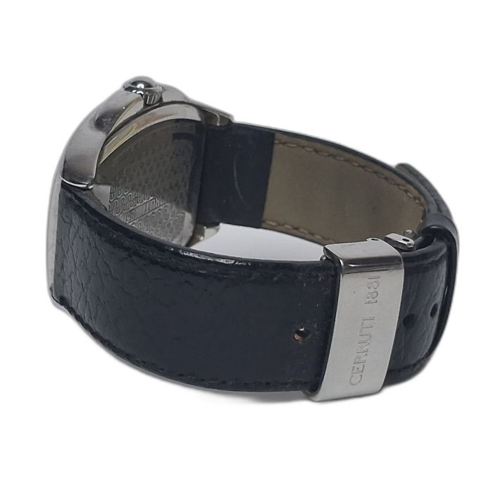 Cerruti 1881 Black Dial Steel Tonneau Watch
