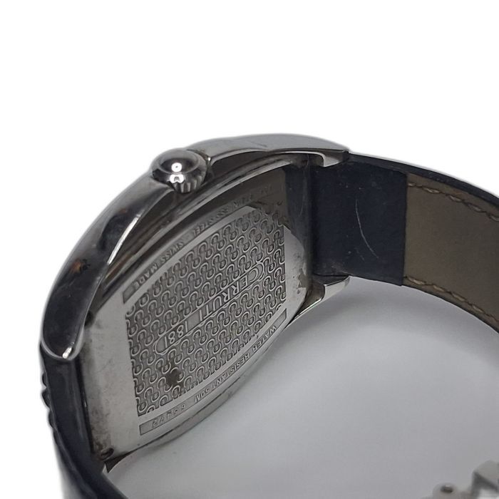 Cerruti 1881 Black Dial Steel Tonneau Watch