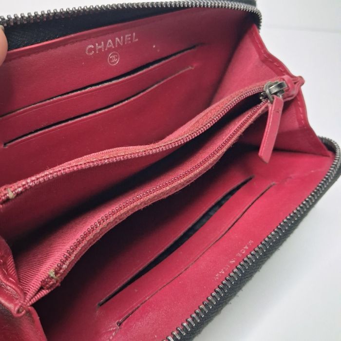 Chanel Black Quilted Zip Wallet