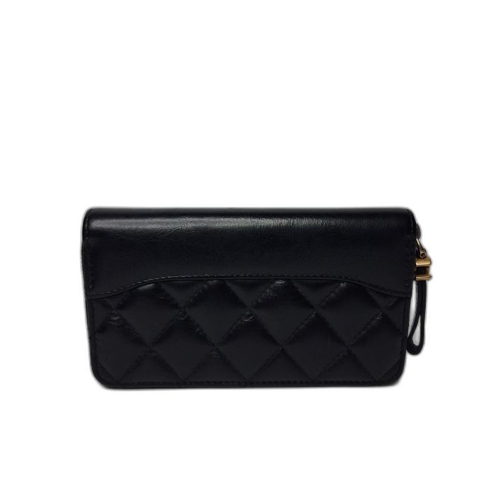Chanel Black Quilted Zip Wallet