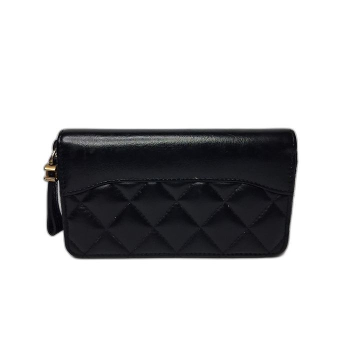 Chanel Black Quilted Zip Wallet