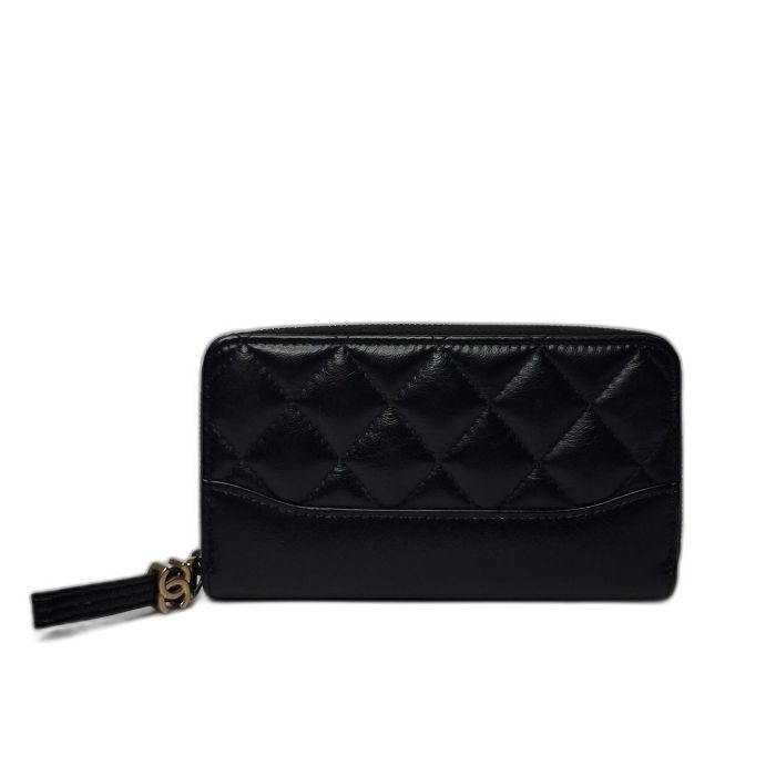 Chanel Black Quilted Zip Wallet