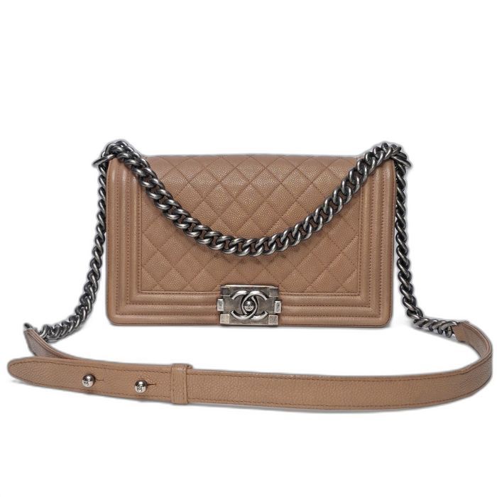 Chanel Boy Bag Tan Caviar