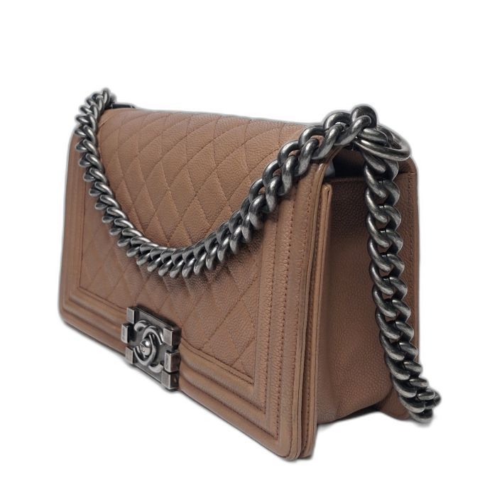 Chanel Boy Bag Tan Caviar