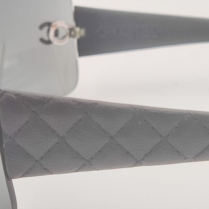Chanel Quilted Leather Temple 4157-Q Shield Sunglasses