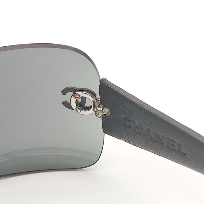 Chanel Quilted Leather Temple 4157-Q Shield Sunglasses