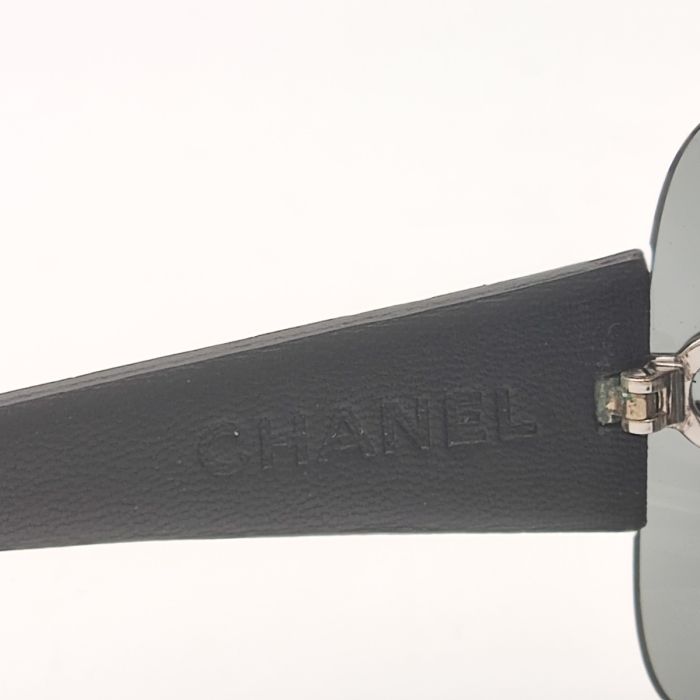 Chanel Quilted Leather Temple 4157-Q Shield Sunglasses