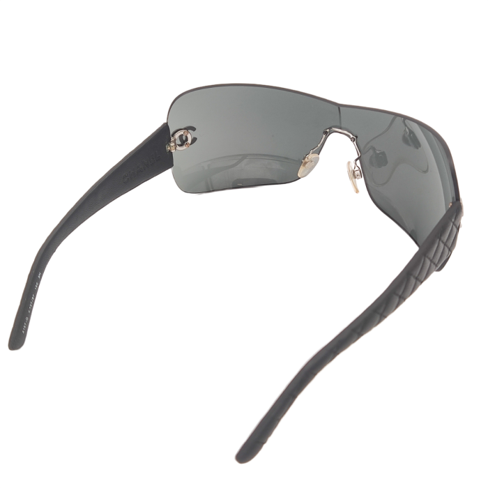 Chanel Quilted Leather Temple 4157-Q Shield Sunglasses