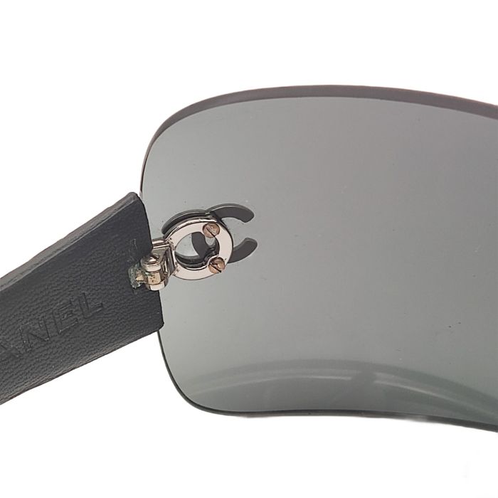 Chanel Quilted Leather Temple 4157-Q Shield Sunglasses