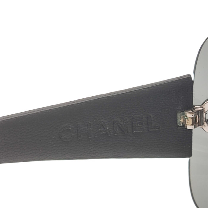 Chanel Quilted Leather Temple 4157-Q Shield Sunglasses