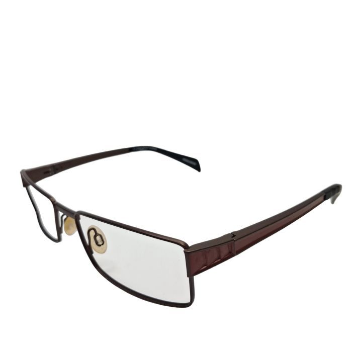 Cogan Titanium Rectangular Eyeglasses, Brown/Black Frame