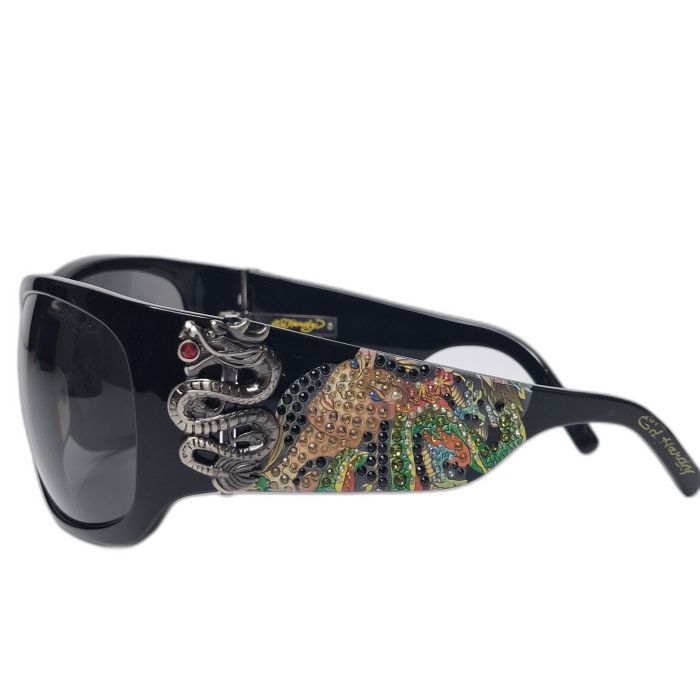 Ed Hardy EHS-024 Black Dragon Crystal-Embellished Sunglasses