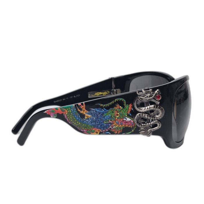 Ed Hardy EHS-024 Black Dragon Crystal-Embellished Sunglasses