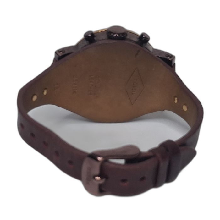 Fossil Burgundy Dial Chronograph Watch with Leather Cuff