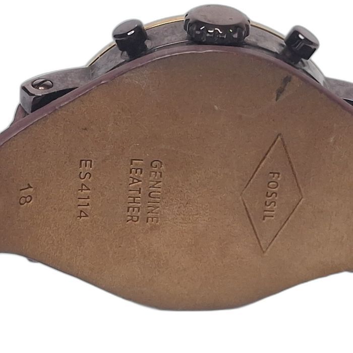 Fossil Burgundy Dial Chronograph Watch with Leather Cuff