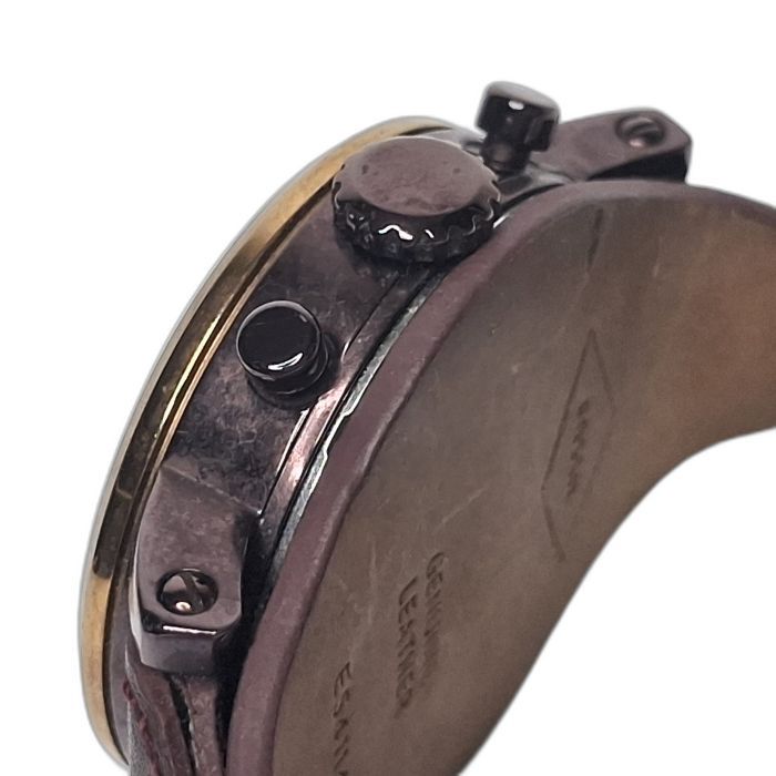 Fossil Burgundy Dial Chronograph Watch with Leather Cuff