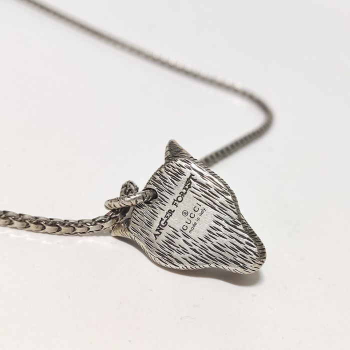 Gucci Anger Forest Wolf Head Pendant Necklace 