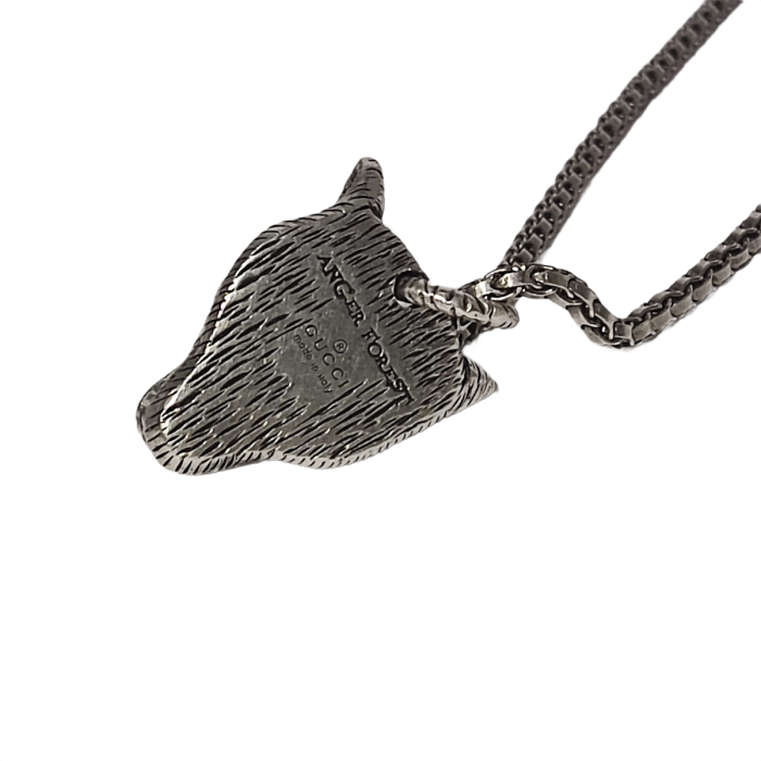 Gucci Anger Forest Wolf Head Pendant Necklace 