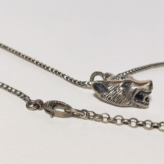 Gucci Anger Forest Wolf Head Pendant Necklace 