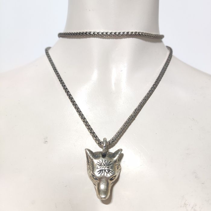 Gucci Anger Forest Wolf Head Pendant Necklace 