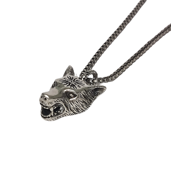Gucci Anger Forest Wolf Head Pendant Necklace 