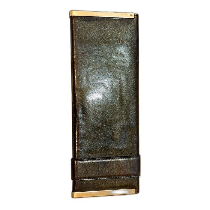 Gucci Black Glitter Patent Leather Buckle Clutch