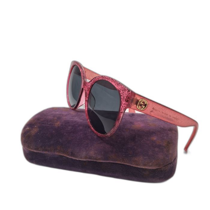 Gucci GG0035SA Pink Glitter Round Sunglasses