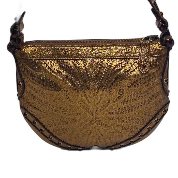 Gucci Gold Embossed Studded Hobo Bag