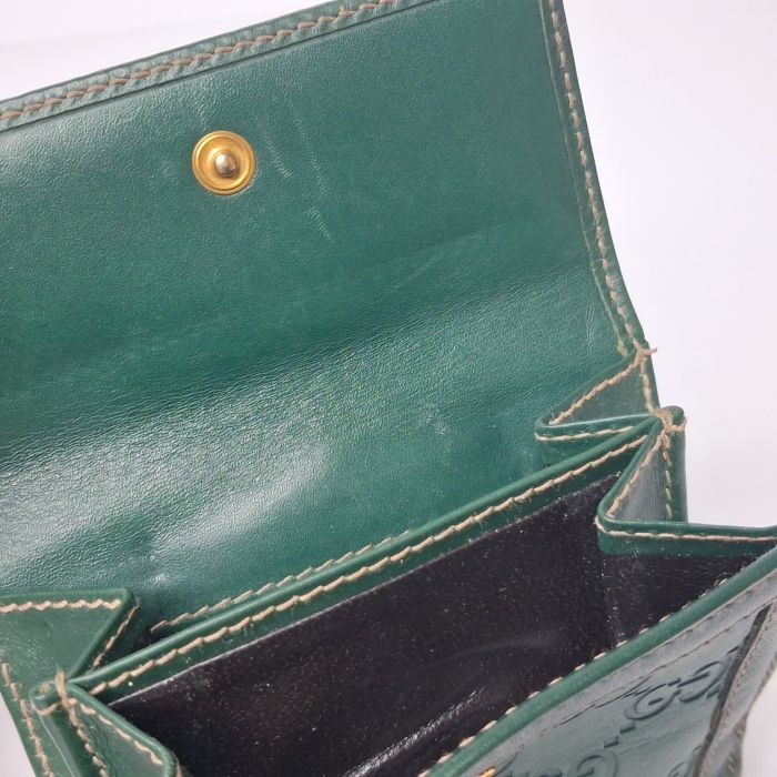 Gucci Green Guccissima Compact Flap Wallet