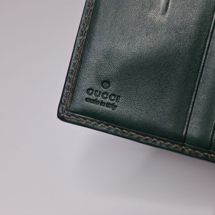 Gucci Green Guccissima Compact Flap Wallet