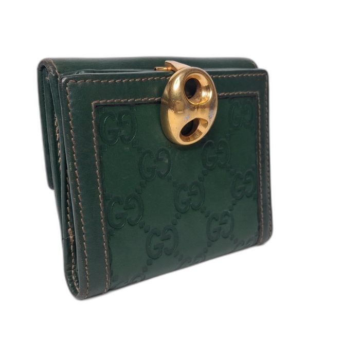 Gucci Green Guccissima Compact Flap Wallet