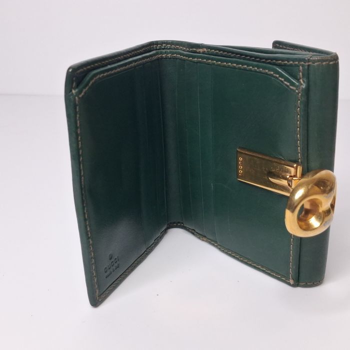 Gucci Green Guccissima Compact Flap Wallet