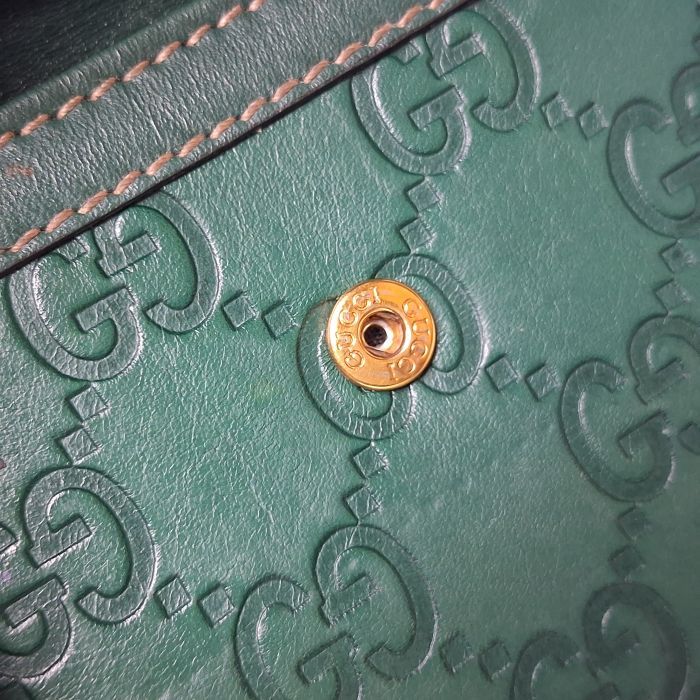 Gucci Green Guccissima Compact Flap Wallet
