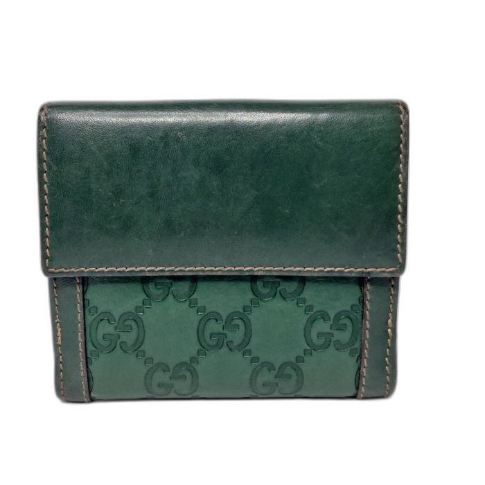 Gucci Green Guccissima Compact Flap Wallet