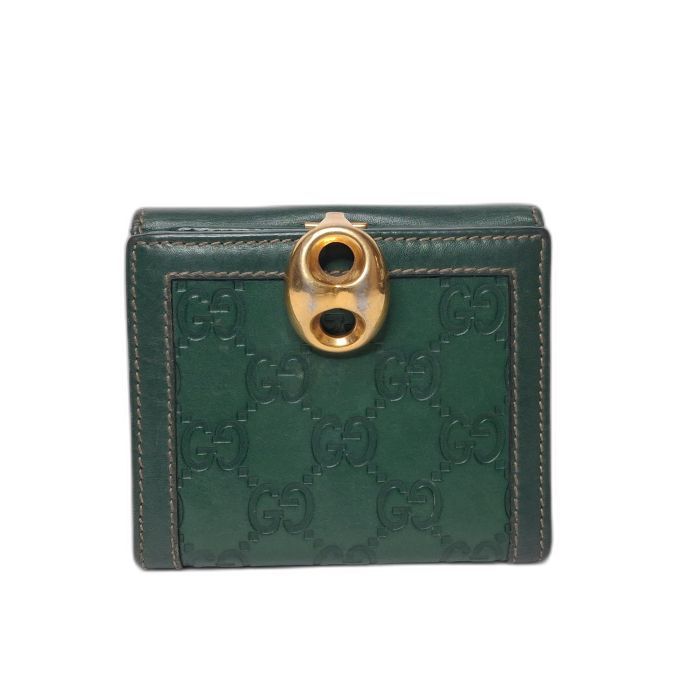 Gucci Green Guccissima Compact Flap Wallet