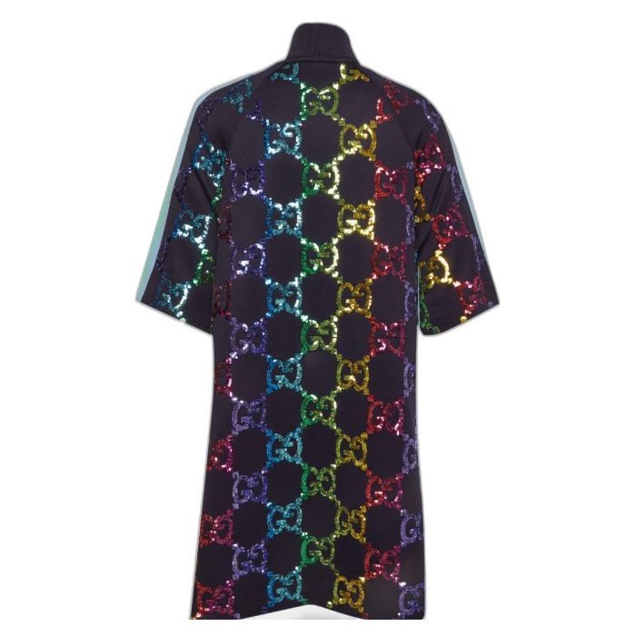 Gucci Rainbow GG Sequin Technical Jersey Zip Dress