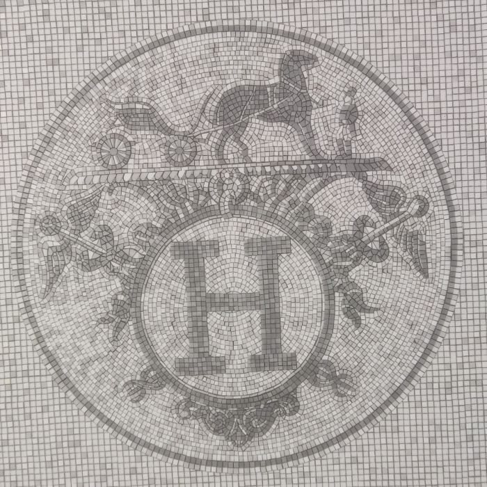 Hermes Mosaique au 24 Square Plate 23 x 23 cm Platinum Silver porcelain 