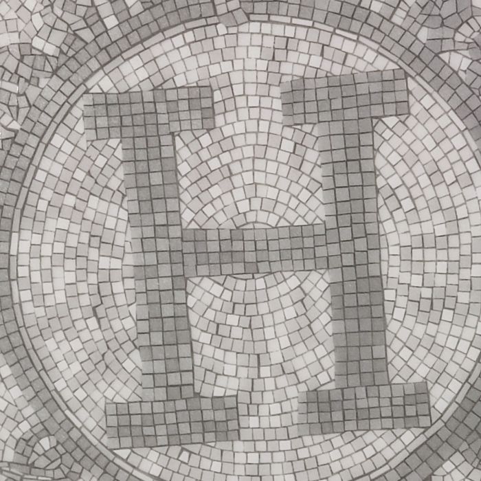 Hermes Mosaique au 24 Square Plate 23 x 23 cm Platinum Silver porcelain 