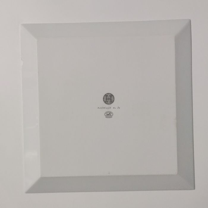 Hermes Mosaique au 24 Square Plate 23 x 23 cm Platinum Silver porcelain 