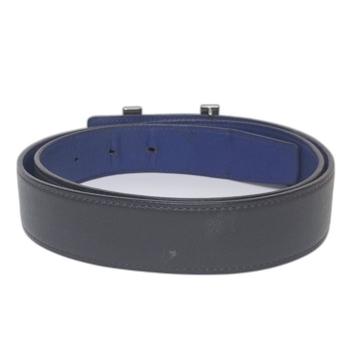 Hermès Grey and Blue Reversible Leather Belt Strap