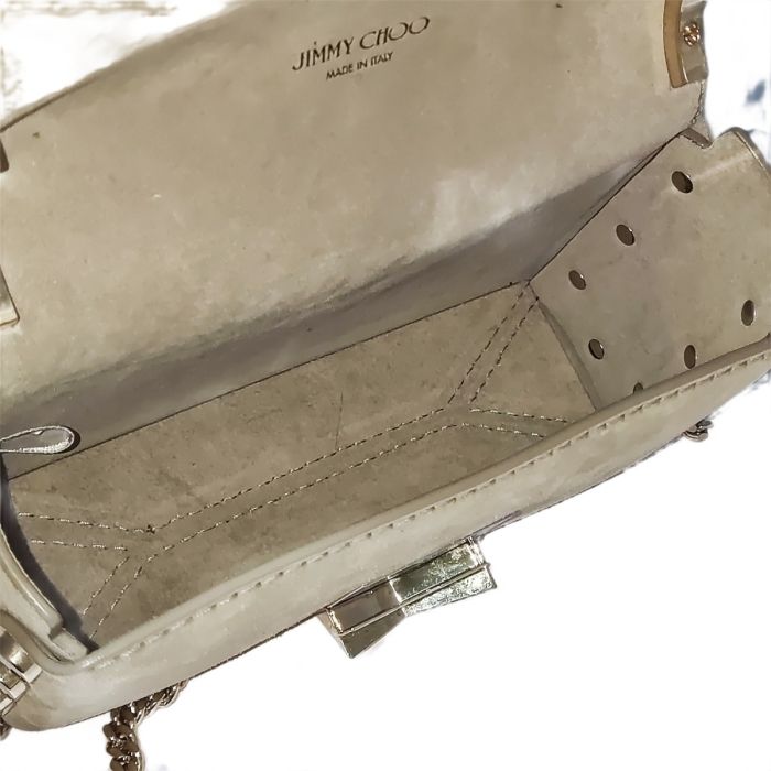 Jimmy Choo Beige Suede Leather Lockett City Shoulder Bag