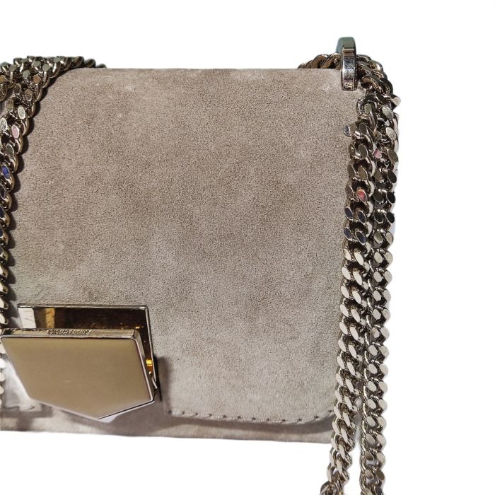 Jimmy Choo Beige Suede Leather Lockett City Shoulder Bag