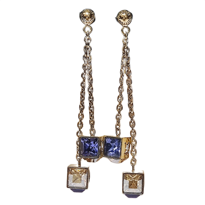 Louis Vuitton Crystal 'LV' Gamble Drop Earrings