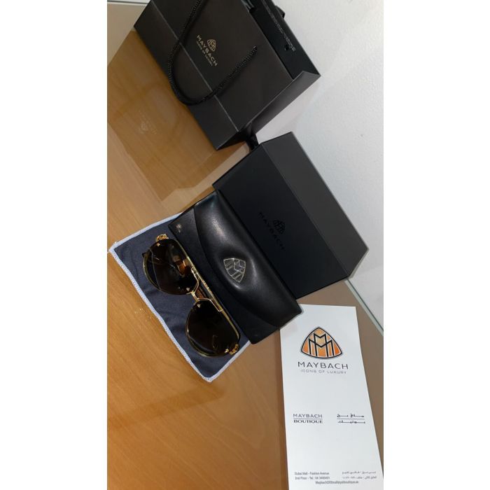 Maybach The King I 24K Gold Plated Titanium Sunglasses with Walnut Burr Temples