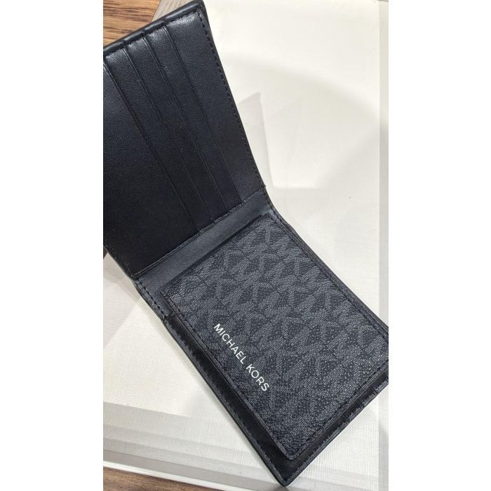 Michael Kors Black Signature Cooper Billfold Wallet with Passcase