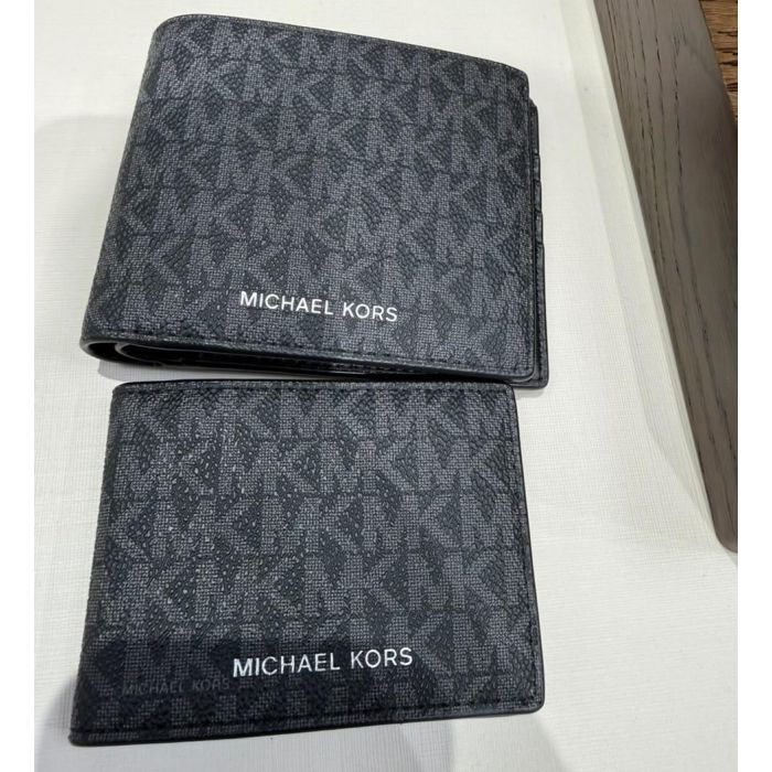 Michael Kors Black Signature Cooper Billfold Wallet with Passcase