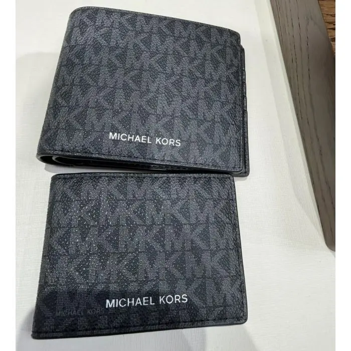 Michael Kors Blue Signature Cooper Billfold Wallet with Passcase